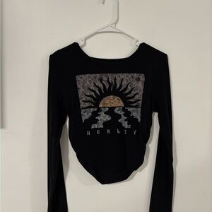 Hurley Black Long Sleeve Top with Sun Graphic